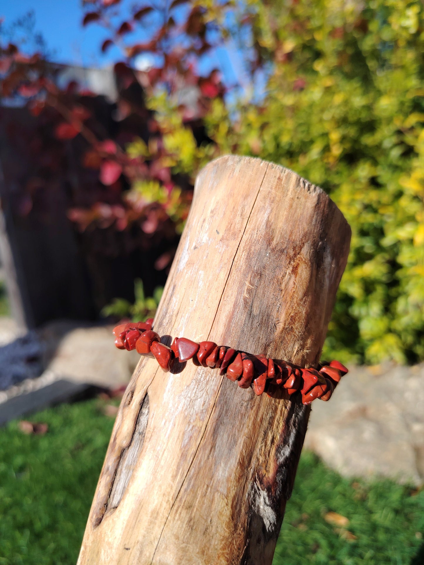 Bracelet Pierre Jaspe Rouge : éclat de pierre naturelle