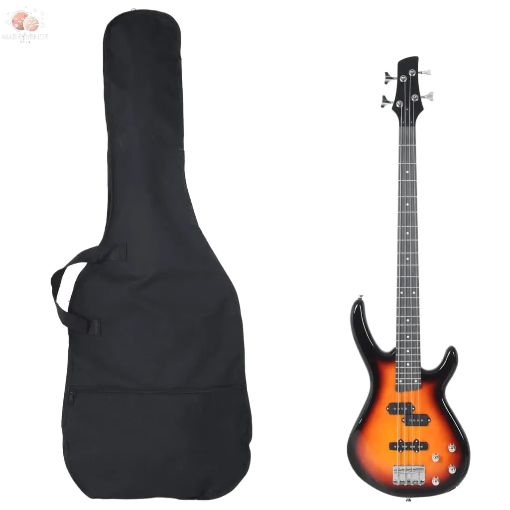 Guitare Basse Électrique De Débutants Sac Brun Et Noir 4/4 46&quot;