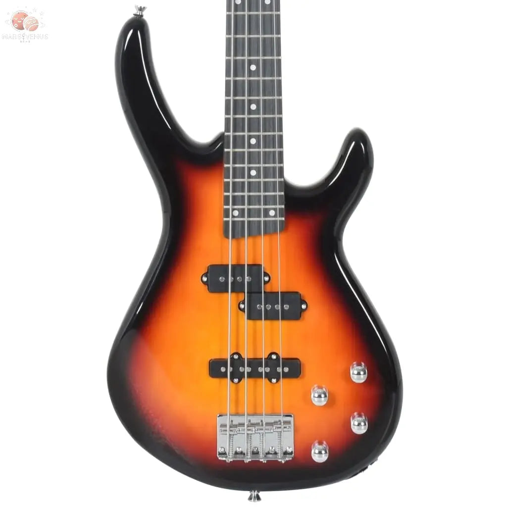 Guitare Basse Électrique De Débutants Sac Brun Et Noir 4/4 46&quot;