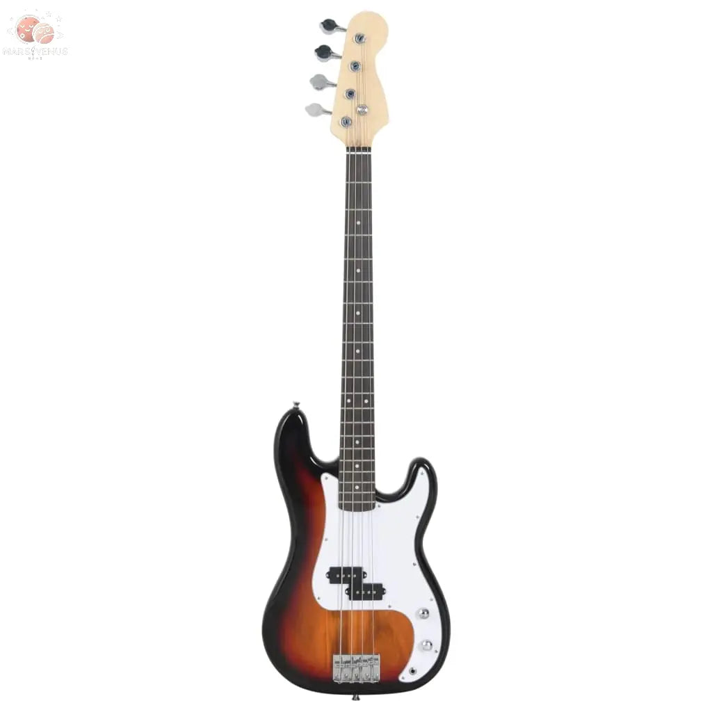 Guitare Basse Électrique De Débutants Sac Brun Et Blanc 4/4 46&quot;