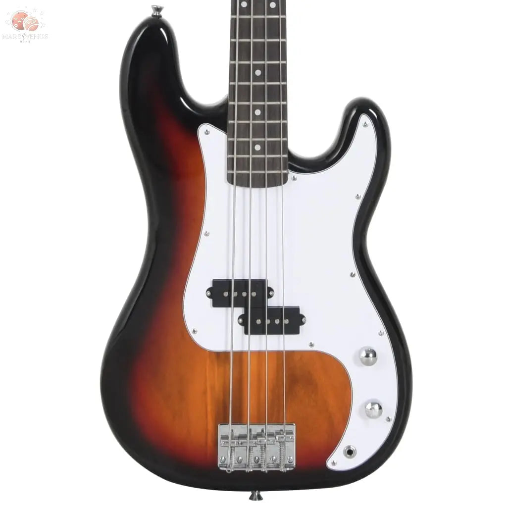 Guitare Basse Électrique De Débutants Sac Brun Et Blanc 4/4 46&quot;