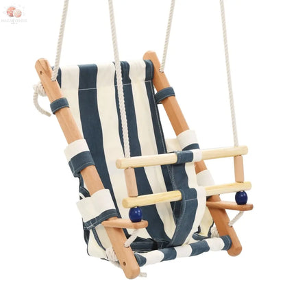 Balançoire Pour Bébé Avec Ceinture De Sécurité Coton Bois Bleu vidaXL