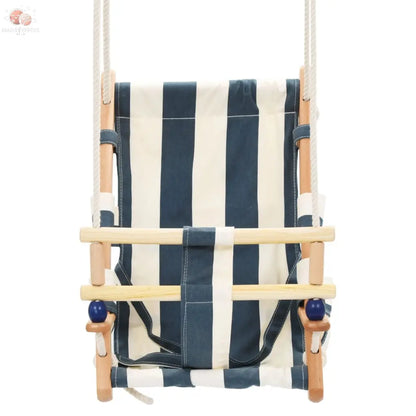 Balançoire Pour Bébé Avec Ceinture De Sécurité Coton Bois Bleu vidaXL