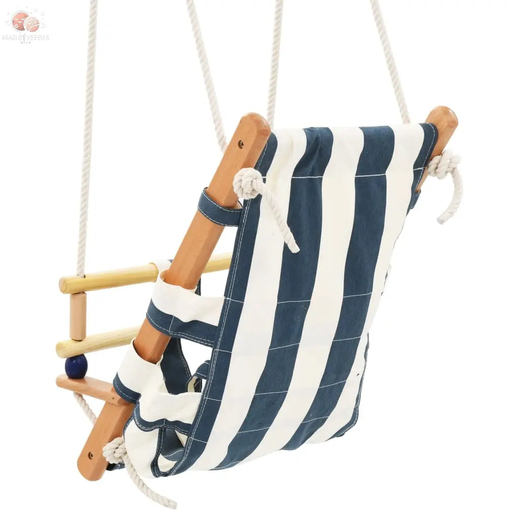 Balançoire Pour Bébé Avec Ceinture De Sécurité Coton Bois Bleu vidaXL