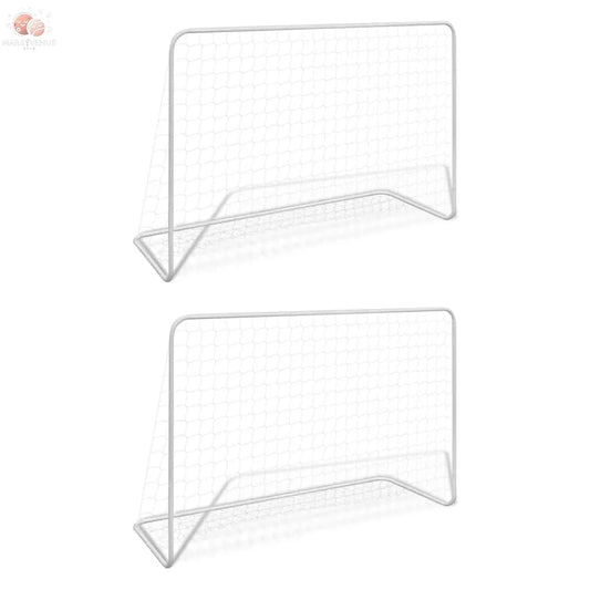 Buts De Football 2 Pcs Avec Filets 182X61X122 Cm Acier Blanc