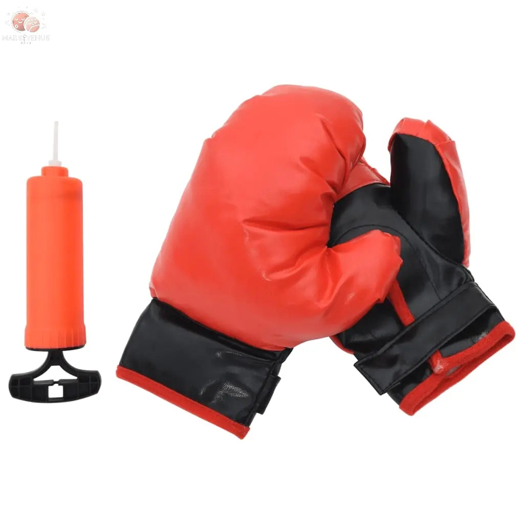 Ensemble De Punching Ball Avec Gants Et Pompe Hauteur Réglable Rouge