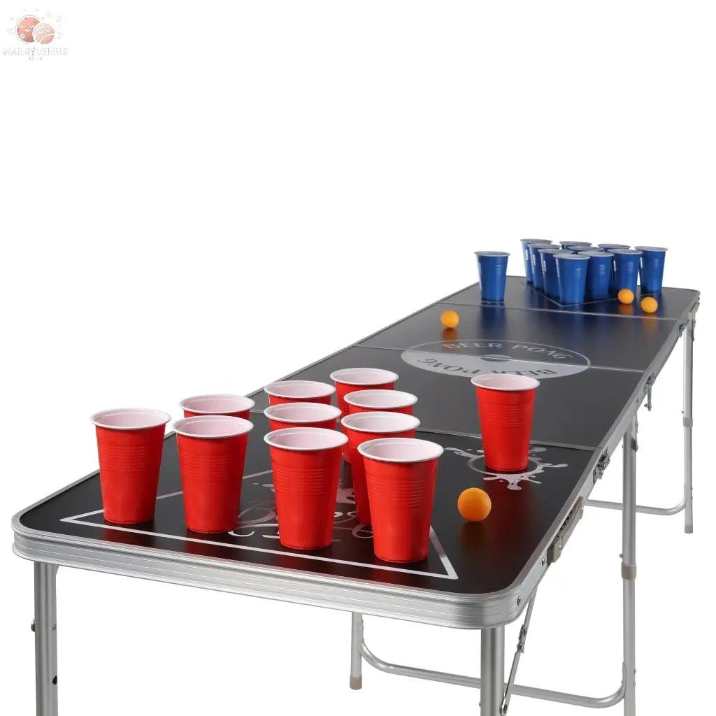 Hi Table De Bière-Pong Pliable Réglable En Hauteur Noir