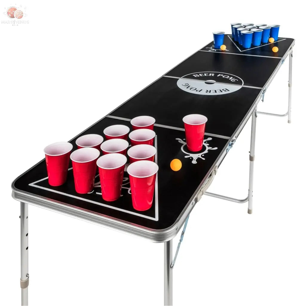 Hi Table De Bière-Pong Pliable Réglable En Hauteur Noir