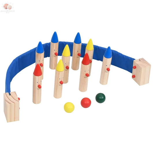 Jeu De Bowling Multicolore Bois De Pin Massif Marron Foncé