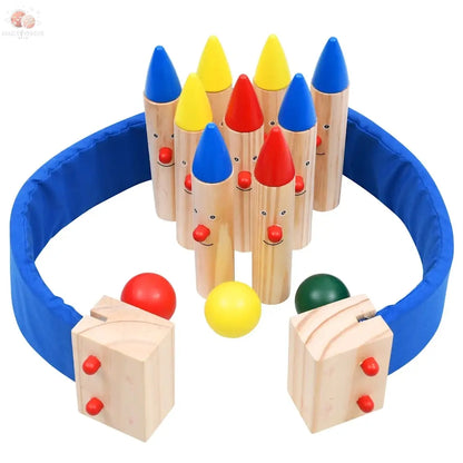 Jeu De Bowling Multicolore Bois De Pin Massif Marron Foncé