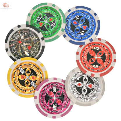 Jeu De Poker/Blackjack Mixte Avec 600 Jetons Laser Aluminium Marron