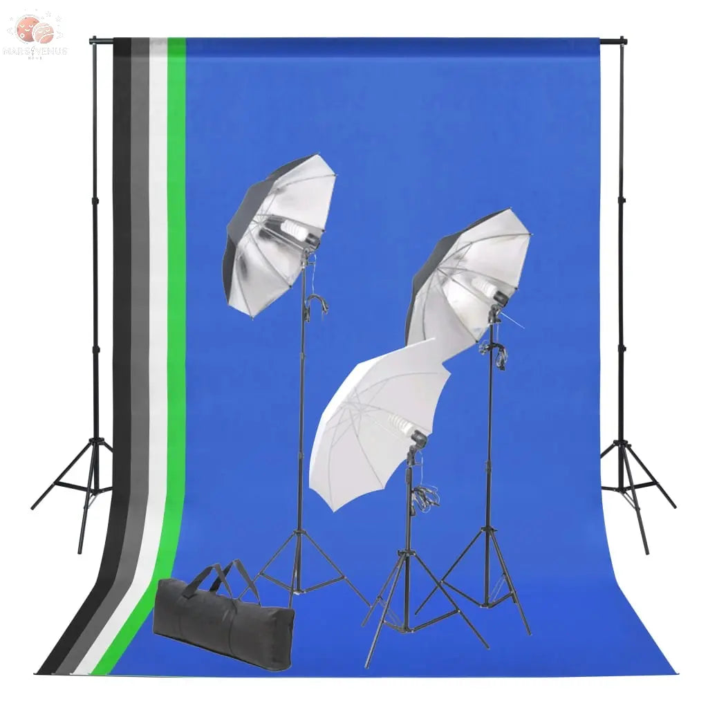 Kit De Studio Photo Avec Toile De Fond Et Jeu D'éclairage