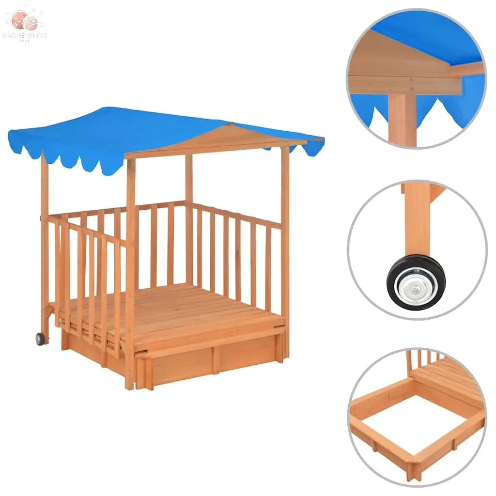 Maison De Jeu D'enfants Et Bac À Sable Bois De Sapin Bleu Uv50 Gris Foncé