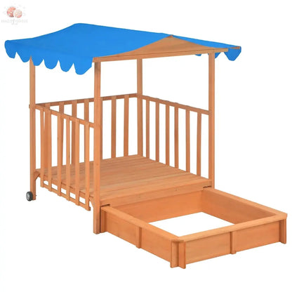 Maison De Jeu D'enfants Et Bac À Sable Bois De Sapin Bleu Uv50 Gris Foncé