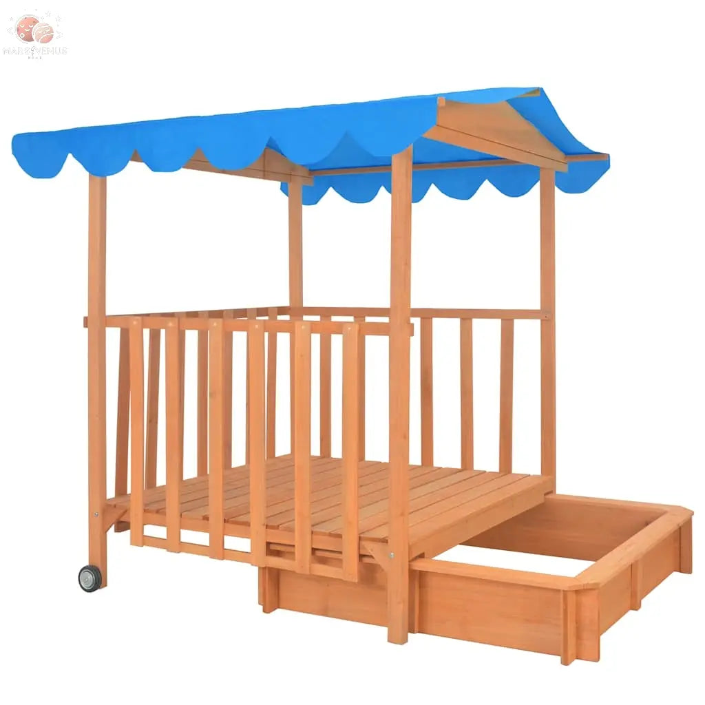 Maison De Jeu D'enfants Et Bac À Sable Bois De Sapin Bleu Uv50 Gris Foncé