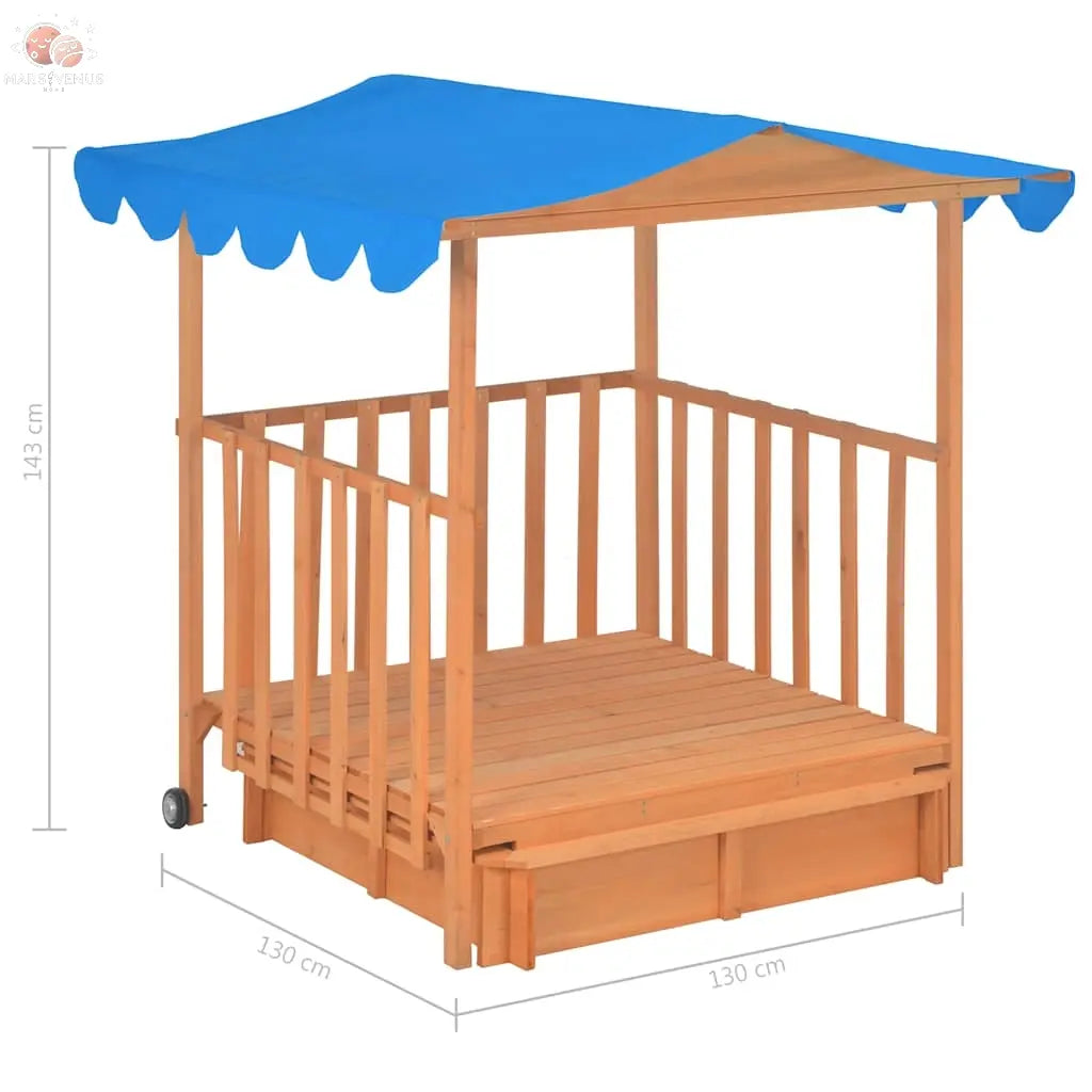 Maison De Jeu D'enfants Et Bac À Sable Bois De Sapin Bleu Uv50 Gris Foncé