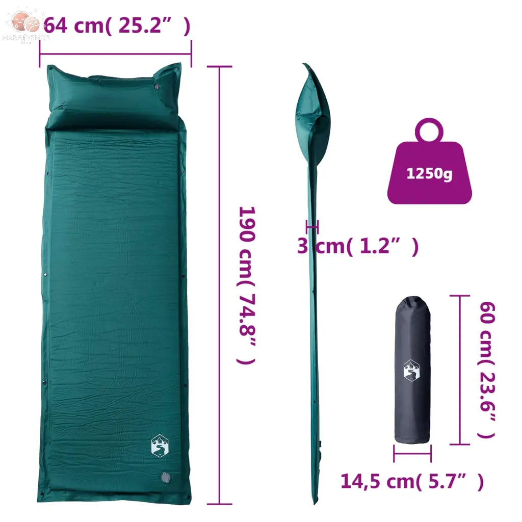 Matelas De Camping Autogonflant Avec Oreiller 1 Personne