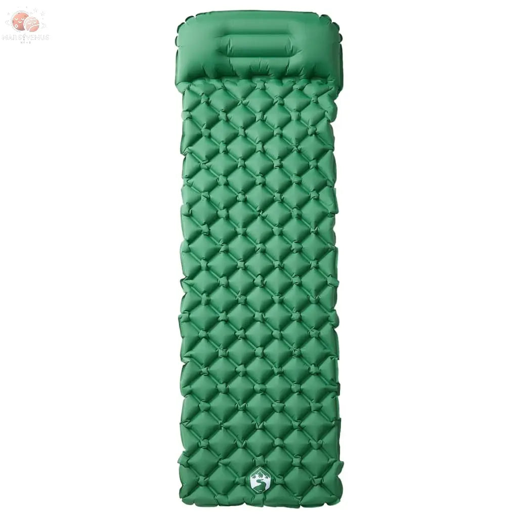 Matelas De Camping Gonflable Avec Oreiller 1 Personne Vert