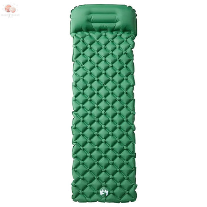 Matelas De Camping Gonflable Avec Oreiller 1 Personne Vert