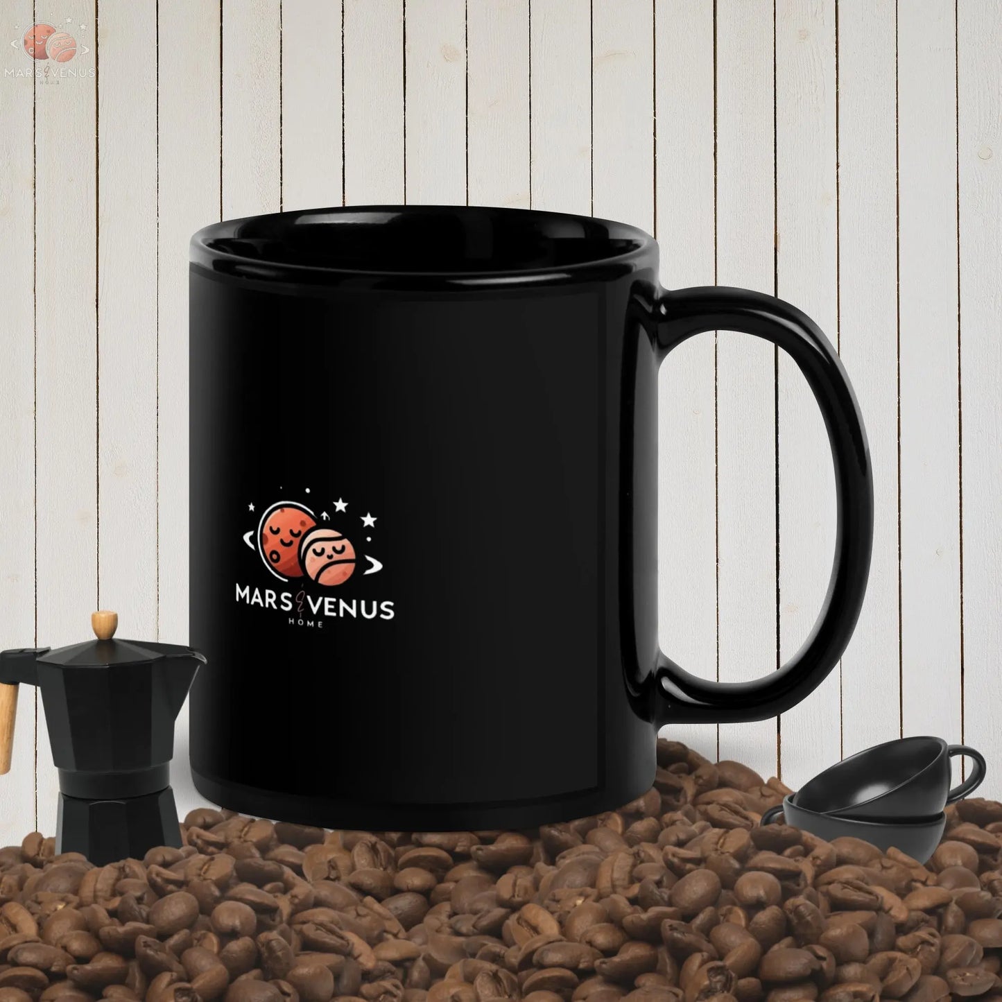 Mug brillant noir Mars & Venus Home Mars & Venus Home