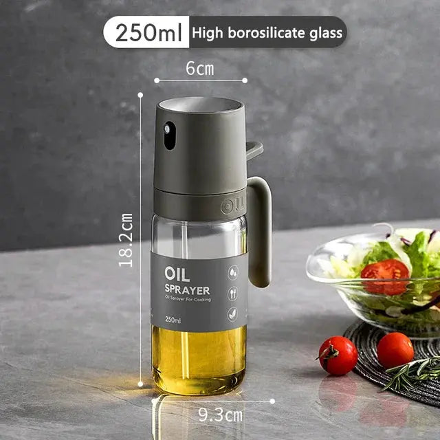 Oil Spray Bottle 250ml High Borosilicate Glass Cooking Oil Dispensers Olive Oil Sprayer Mister for Air Fryer Salad Baking Mars & Venus Home