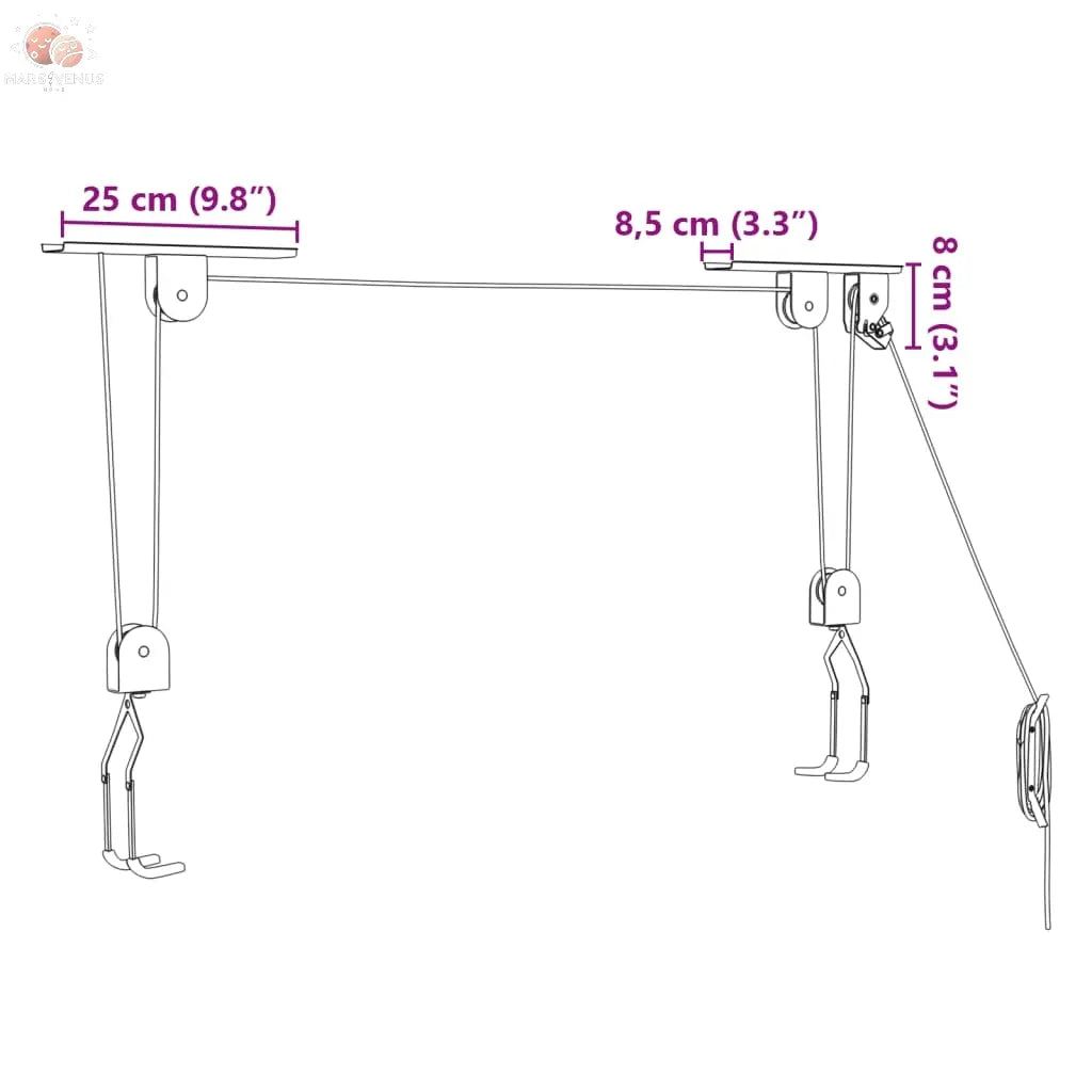 Palans À Vélo Avec Support De Plafond 2 Pcs 20 Kg vidaXL