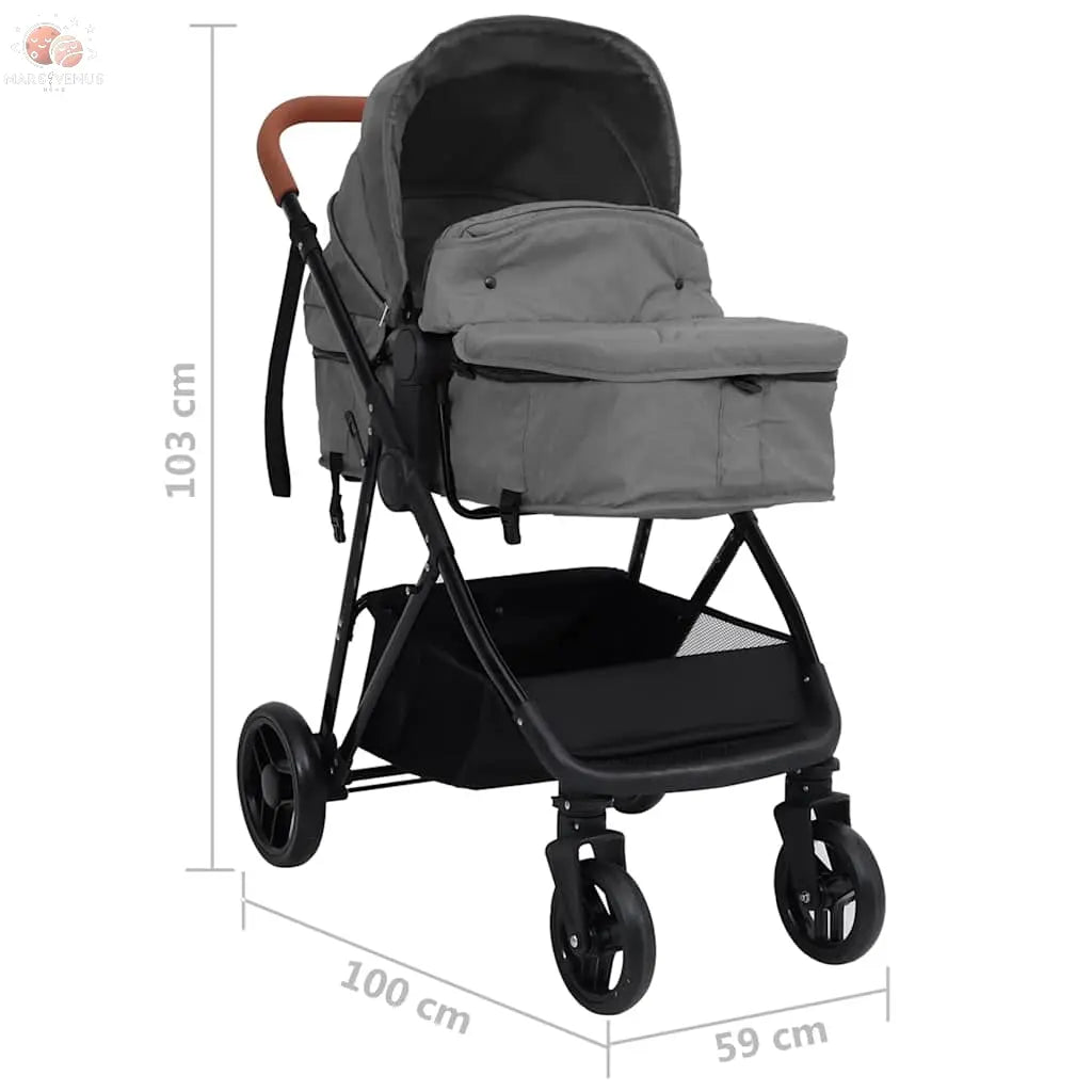 Poussette Pour Bébé 2-En-1 Et Noir Acier