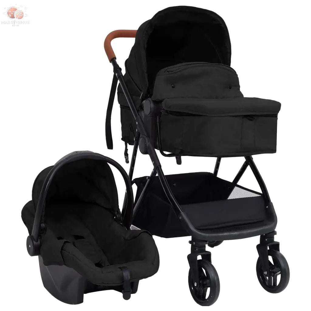 Poussette Pour Bébé 2-En-1 Et Noir Acier