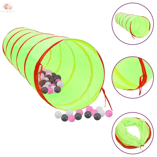 Tunnel De Jeu Pour Enfants Avec 250 Balles Vert 175Cm Polyester