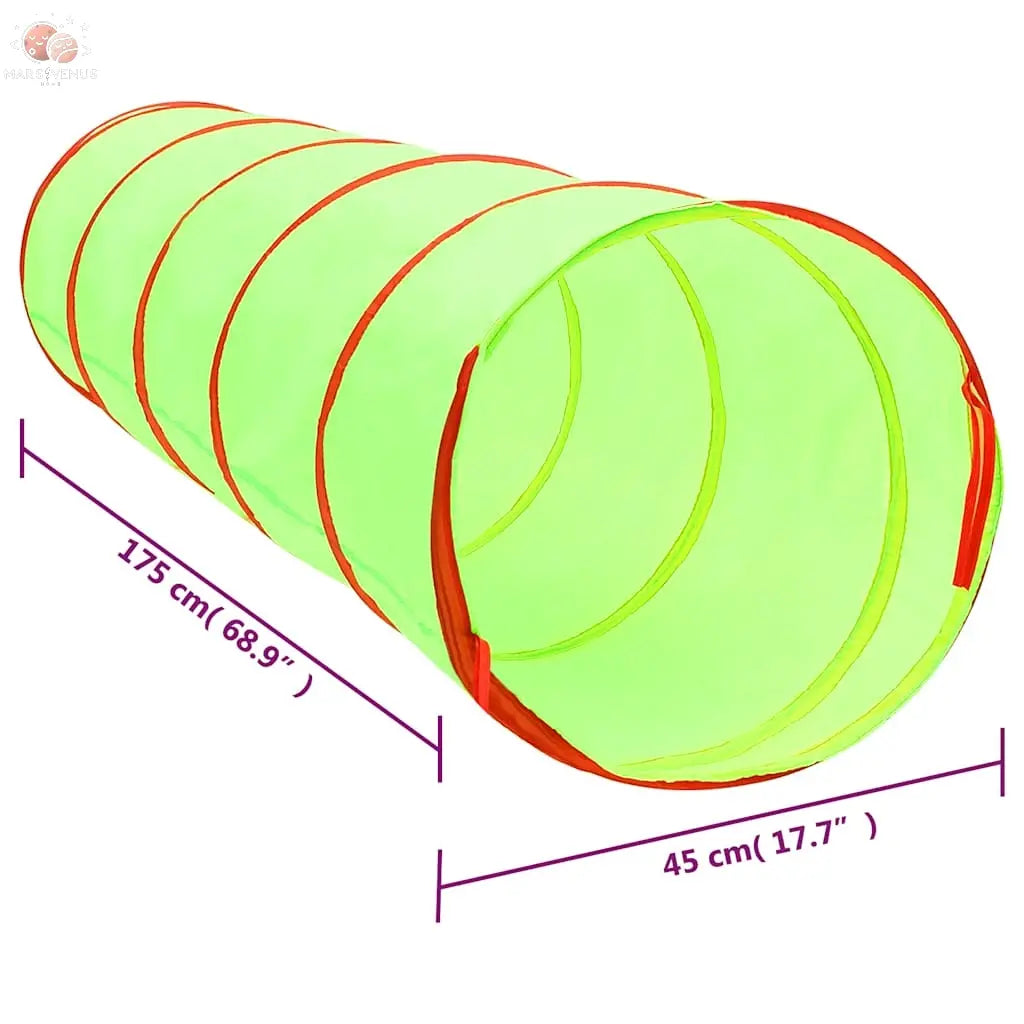 Tunnel De Jeu Pour Enfants Avec 250 Balles Vert 175Cm Polyester