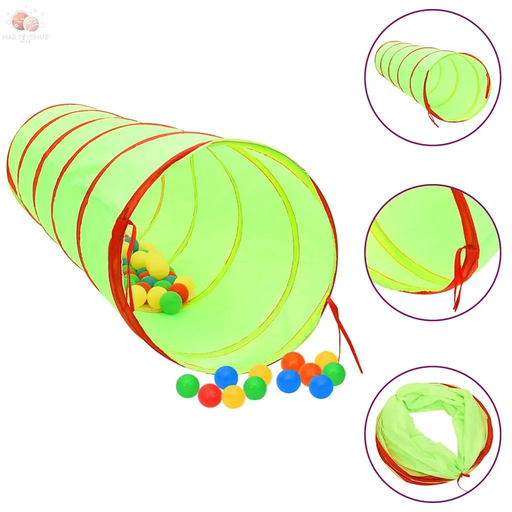 Tunnel De Jeu Pour Enfants Avec 250 Balles Vert 175Cm Polyester